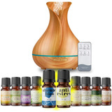 Aromaterapia Difusor De Aromas 500ml + Aceites Esenciales Color Flor Bambú