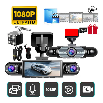 Camaras Para Carro Camara Para Auto Dash Cam 4 Cámara 64gb Luz De Complemento De Visión Nocturna Con Led , AOMU | MercadoLibre