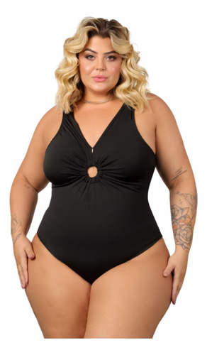 Maiô Feminino Forrado Plus Size Decote Argola Moda Praia