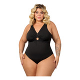 Maiô Feminino Forrado Plus Size Decote Argola Moda Praia