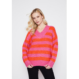 Sweater Mujer Naranja Rayado Soft Family Shop