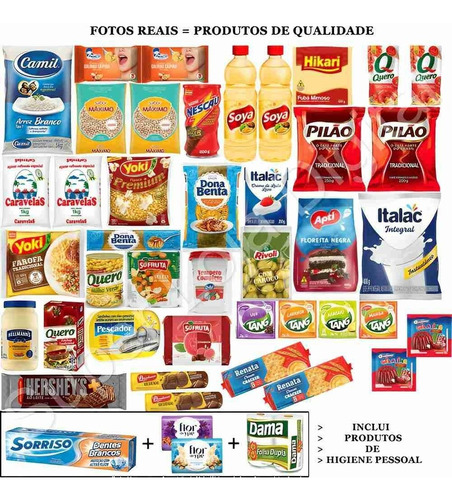 Cesta Básica Alimentos Completa 45 Ítens E Produtos Higiene