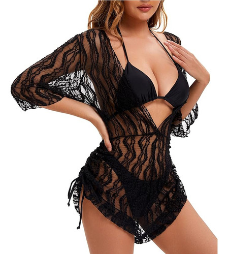 Traje De Baño Para Mujer Sexy Bikini Con Abrigo 3 Piezas