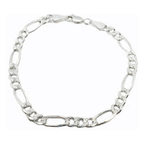 Pulso Figaro 3*1 Diamantado Plata Ley .925 Unisex