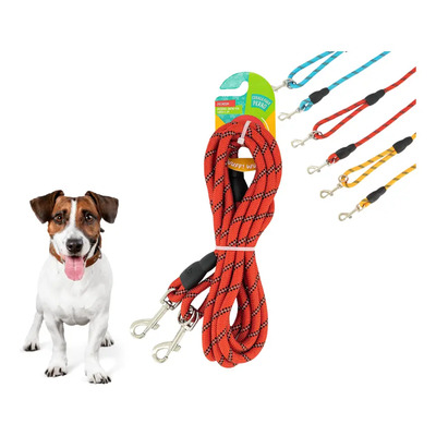 Correa para Perro 4.5m Reflectante Doble Gancho MR Wuff Roja Seguridad Paseo | Meses sin interés
