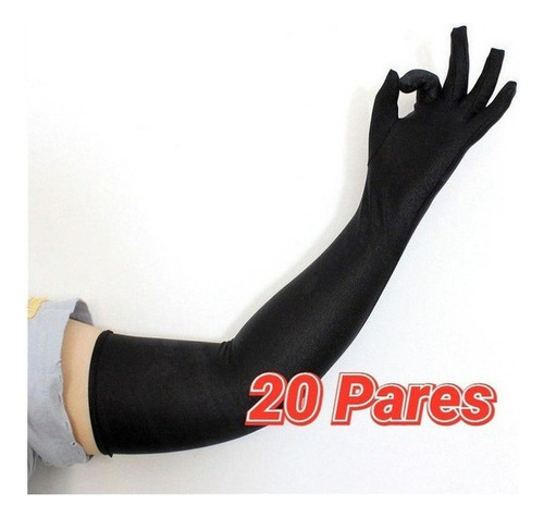 20pare Guantes Largos Elegantes Dama Satin Accesorio Disfraz