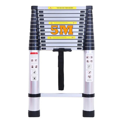 Escalera Telescópica 5m Portátil Aluminio Premium Plegable Gris | Envío gratis