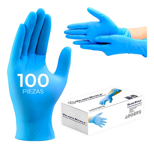 Guantes De Nitrilo Libre De Latex Sin Polvo Azul Negro 100pz