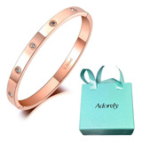 Pulsera Love Bracelet Oro Rosa Inoxidable Cristales Adorely 