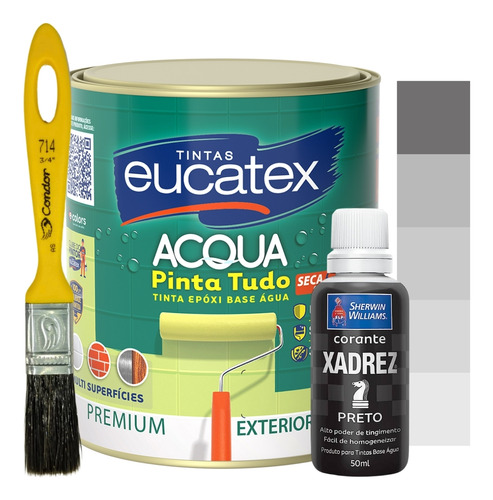 Kit Tinta Epoxi Base Água Azulejos 900ml + Corante E Pincel 