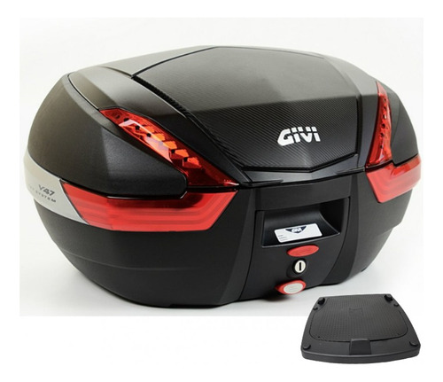 Baú P/ Moto Givi V-47 Carbon (monokey) Bauleto + Base E250