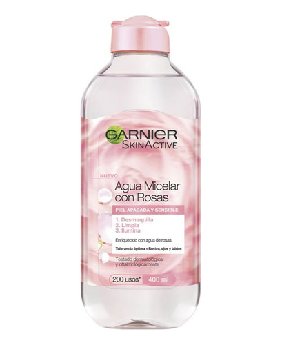 Agua Micelar Con Rosas Skin Active Garnier 400ml Fcia Fabris