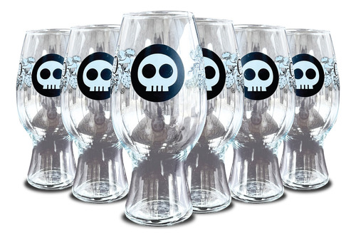 Vaso Cervecero Calavera - Caja Con 6 Vasos Color Transparente