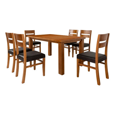Comedor Albany 6 Sillas - Nogal Këssa Cdmx Color Marrón oscuro Diseño de la tela de las sillas Liso | Meses sin interés