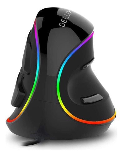 Ratón Vertical Ergonómico Con Cable Delux, Luz Rgb, 4000 Ppp