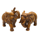 Figura Decorativa Par Elefantes Suerte Riqueza Resina Jf7239
