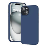 Funda Para iPhone Silicon Interior Afelpado Antigolpes Suave Azul Cobalto Para iPhone 14