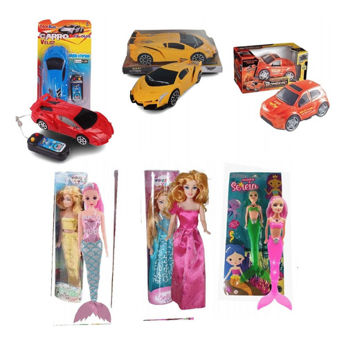 Kit 3 Boneca Na Caixa Menina + 3 Carro Carrinho Atacado 