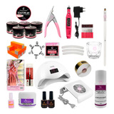 Kit Iniciante Manicure Cabine 48w Motor Caneta Tips Monomer