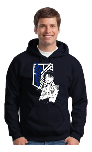 Buzo Canguro - Attack On Titan - Hoodie Negro - Anime Unisex