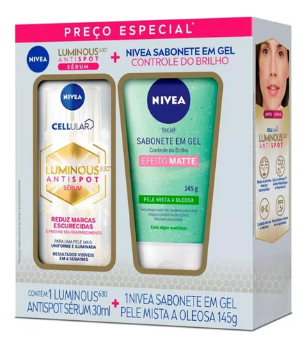 Kit Sérum Nivea Luminous 630 Antispot 30ml + Sabonete 145g