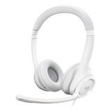 Auricular Headset Logitech H390 Usb Blanco Con Micrófono