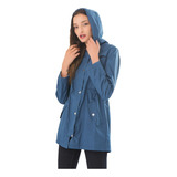 Chaqueta Impermeable Con Capucha Rompevientos Largo De D [u]