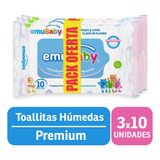 Toallas Húmedas Emubaby Pack 3 Bolsitas De 10uds C/u