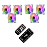 Kit 6 Coolers Fan Gamer Aigo Ar12 Cor Argb + Controlador Rgb