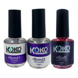 Bond 1 + Bond 2 +aceite Cutícula, 15ml C/u. Uñas. Koko Nails