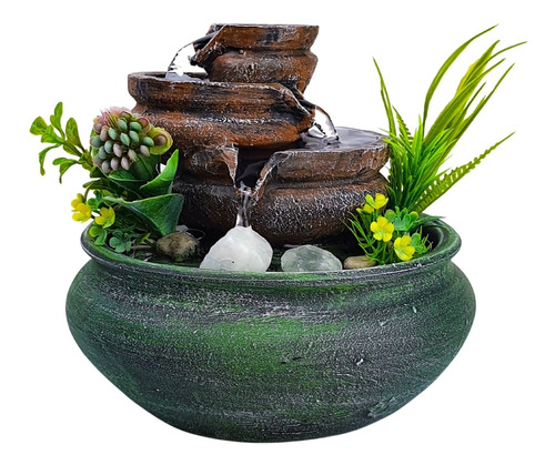 Fonte Cascata De Água Decorativa 3 Quedas Pequena Em Resina