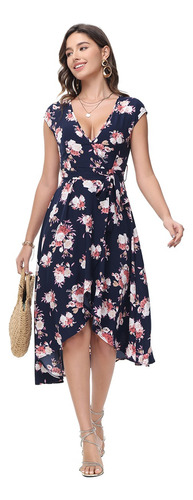 Vestido Largo Moda  Elegante Con Estampado Floral Para Mujer