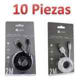 Lote10pz Cable Usb2m Tipo C 2.1a 1hora Cab185 Blanco Y Negro