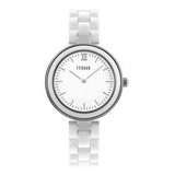 Reloj Feraud Mujer Malla Cerámica Blanca Moda F5536sl Meraki