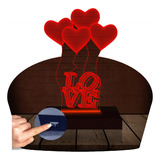 Luminária Led Abajur  3d | Love Amor Coração