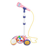 Microfono Pedestal Karaoke Niños Con Luces De Fiesta Juguete Color Rosa Claro