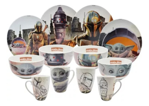 Vajilla Porcelana Star Wars 12pza Lucasfilm Disney Coleccion