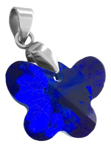 Dije Azul Mariposa De Cristal Facetado Acero Quirurgi C:8402