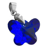3 Dijes Azul Mariposa De Cristal Facetado Acero Qui C:8402