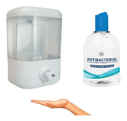  Kit Dispensador De Jabón O Gel 500ml+gel Antibacterial 500m