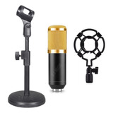 Microfone Bm800 Condensador + Suporte Pedestal Mesa + Aranha