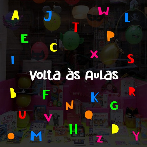 Adesivo Vitrine Papelaria Volta Às Aulas Alfabeto Colorido