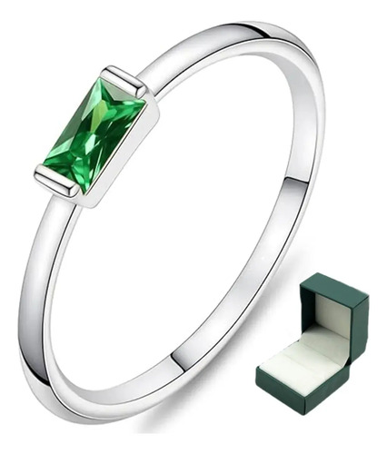 Anillo De Plata Con Gema Esmeralda Para Mujer Caja De Regalo | MercadoLibre