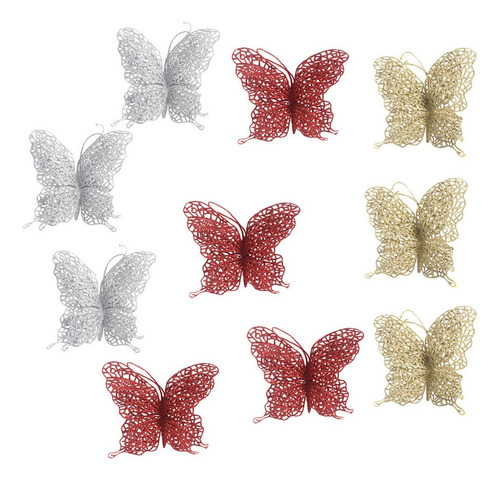10 Mariposas Doradas Navideñas Adorables Colores
