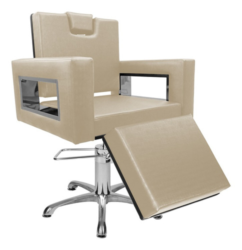 Cadeira De Cabeleireiro Moderna Inox Reclinável C/ap Estrela