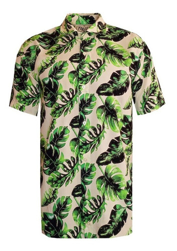 Camisa De Fibrana Hawaiana Floreada Piñas-import Style