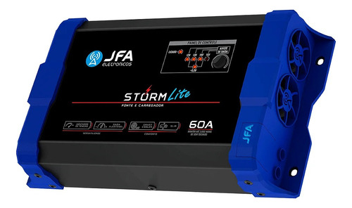 Fonte E Carregador De Bateria Jfa 60a Lite Storm Slim Bivolt