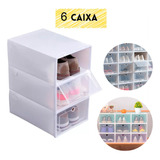 Kit 6 Caixas Organizadora Guardar Sapato Tênis Sapateira