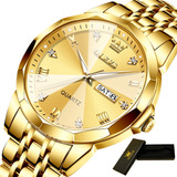 Reloj Olevs Diamond De Lujo Con Calendario Impermeable Color Del Fondo Dorado