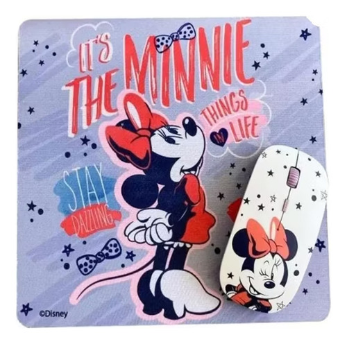 Kit Mouse Inalambrico Y Pad Mouse Minnie.